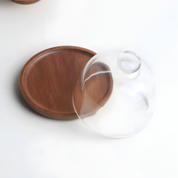 Wooden & Glass Serving Platter Large